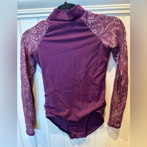 balera Child’s Large Purple Body Suit with Patterned Long Sleeves